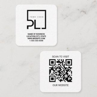 Carte De Visite Carré Logo Blanc Personnalisé Moderne et Code QR Carré d