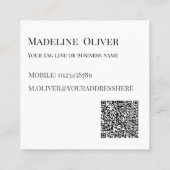 Carte De Visite Carré Logo blanc QR Code noir simple (Dos)