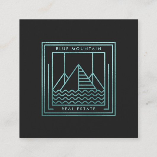 Carte De Visite Carré Logo Blue Mountain | Entreprise carré (Devant)