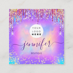 Carte De Visite Carré Logo Boutique Boutique Parties scintillant Drives 