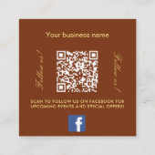 Carte De Visite Carré Logo brun rouille Code QR Facebook Suivez-nous (Dos)