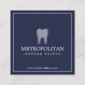 Carte De Visite Carré Logo classique pour dentiste moderne sur Navy Blue (Devant)