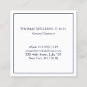 Carte De Visite Carré Logo classique pour dentiste moderne sur Navy Blue (Dos)