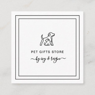 Carte De Visite Carré Logo Code Qr Boutique de cadeaux pour animaux de c