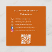 Carte De Visite Carré Logo code QR médias sociaux brûlé orange (Dos)