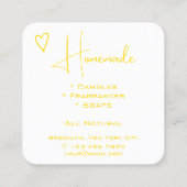 Carte De Visite Carré Logo Code QR Modèle Calligraphie Coeur Jaune (Dos)