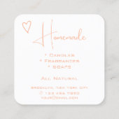 Carte De Visite Carré Logo Code QR Modèle Calligraphie Orange Heart (Dos)