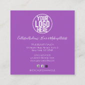 Carte De Visite Carré Logo Confetti Parties scintillant Holographe rose  (Dos)