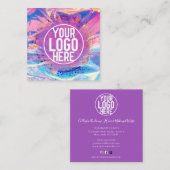 Carte De Visite Carré Logo Confetti Parties scintillant Holographe rose  (Devant / Derrière)