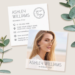 Carte De Visite Carré Logo couleur personnalisé moderne et élégant sur f