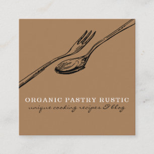 Carte De Visite Carré Logo cuillère manger de nourriture pour la cuisine