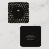 Carte De Visite Carré logo d'abeille hexagone sur noir (Devant / Derrière)