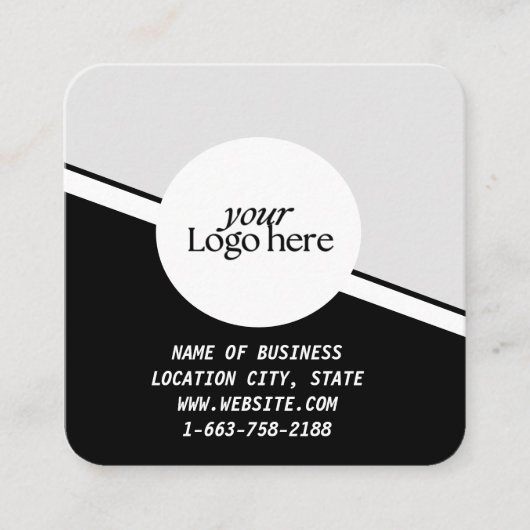 Carte De Visite Carré Logo de Black Custom moderne et code QR (Devant)