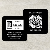 Carte De Visite Carré Logo de Black Custom moderne et code QR