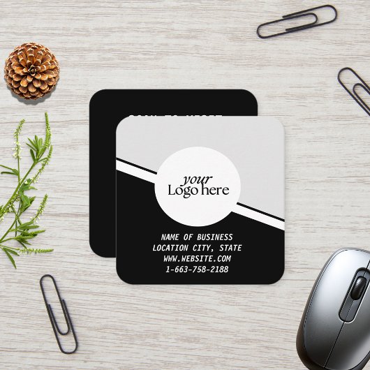 Carte De Visite Carré Logo de Black Custom moderne et code QR