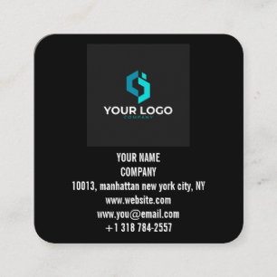 Carte De Visite Carré Logo de Black Custom moderne et code QR