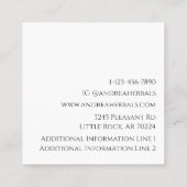 Carte De Visite Carré Logo de botaniste boho minimal et Feuille (Dos)