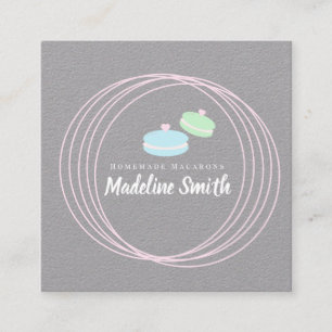 Carte De Visite Carré Logo de boulangerie Macarons Pastel
