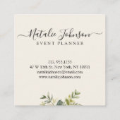 Carte De Visite Carré Logo de calligraphie de couronne d'aquarelle éléga (Dos)