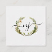 Carte De Visite Carré Logo de calligraphie de couronne d'aquarelle éléga (Devant)