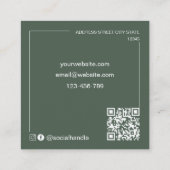 Carte De Visite Carré Logo de code Qr arqué moderne vert forêt (Dos)