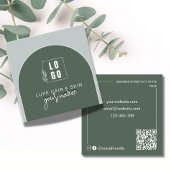 Carte De Visite Carré Logo de code Qr arqué moderne vert forêt