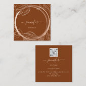 Carte De Visite Carré Logo de code QR Brown Rose or cuivre (Devant / Derrière)