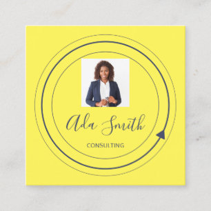 Carte De Visite Carré Logo de code QR Custom Photo Consulting Jaune