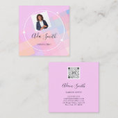 Carte De Visite Carré Logo de code QR Custom Photo Consulting Lilac (Devant / Derrière)