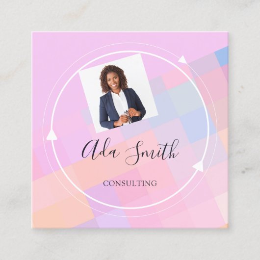 Carte De Visite Carré Logo de code QR Custom Photo Consulting Lilac (Devant)