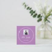 Carte De Visite Carré Logo de code QR Custom Photo Consulting Purple (Debout devant)