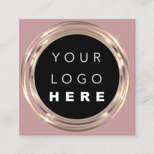 Carte De Visite Carré Logo de code QR en ligne Shop Frame Gold Rose