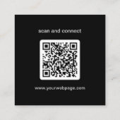 Carte De Visite Carré Logo de code QR minimal noir moderne (Dos)