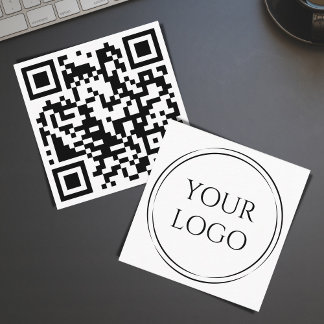 Carte De Visite Carré Logo de code QR minimaliste simple et moderne