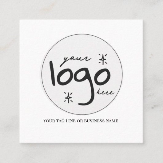 Carte De Visite Carré Logo de code QR Moderne Simple Blanc (Devant)