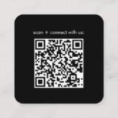 Carte De Visite Carré Logo de code QR noir simple et moderne (Dos)