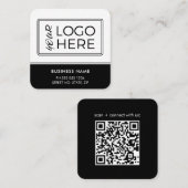 Carte De Visite Carré Logo de code QR noir simple et moderne (Devant / Derrière)
