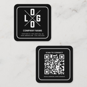 Carte De Visite Carré Logo de code QR personnalisé minimaliste moderne