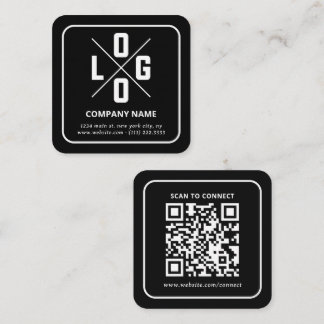 Carte De Visite Carré Logo de code QR personnalisé minimaliste moderne
