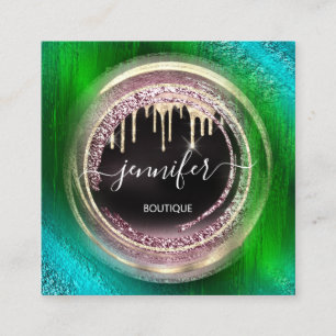 Carte De Visite Carré Logo de code QR Shop Black Gold Drives Unique Mode