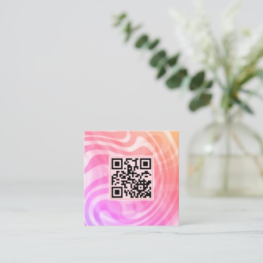 Carte De Visite Carré Logo de code QR unique Creative Light Pink (Debout devant)