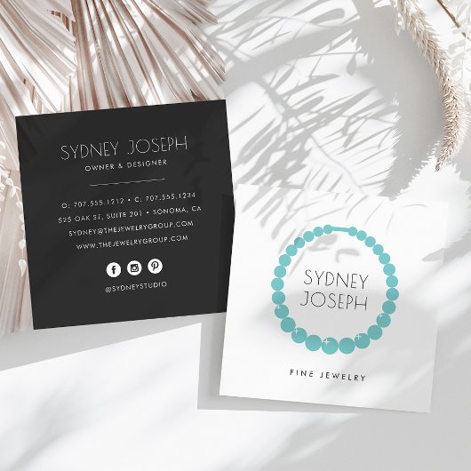 Carte De Visite Carré Logo de collier moderne | Design de bijoux