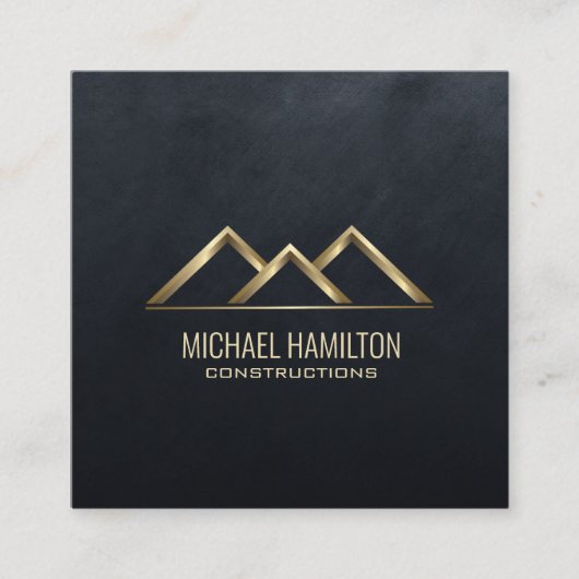 Carte De Visite Carré Logo de construction immobilière simple profession (Devant)