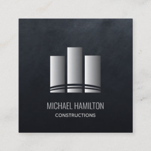 Carte De Visite Carré Logo de construction immobilière simple profession