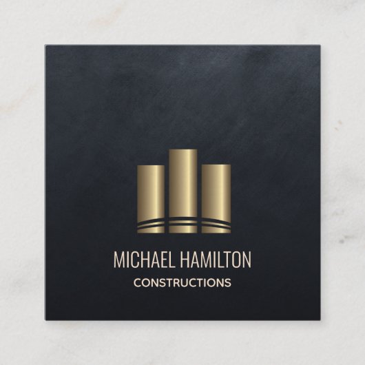 Carte De Visite Carré Logo de construction immobilière simple profession (Devant)