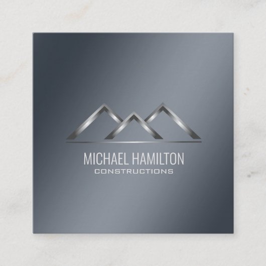 Carte De Visite Carré Logo de construction immobilière simple profession (Devant)
