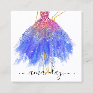 Carte De Visite Carré Logo de la Parties scintillant du couturier QR Gol