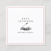 Carte De Visite Carré Logo de l'agent de signature de notaire moderne Fe (Devant)
