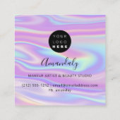 Carte De Visite Carré Logo de l'artiste maquillage Parties scintillant r (Dos)