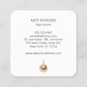 Carte De Visite Carré Logo de l'enseignant de yoga Celestial Boho (Dos)